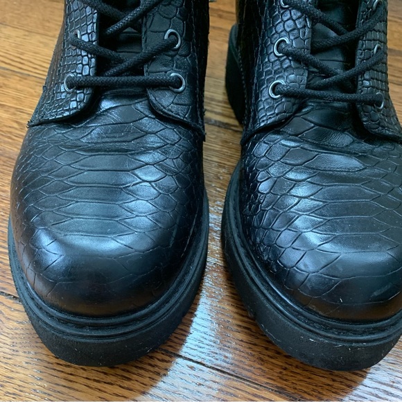 Black Lace-Up Combat Boots - Picture 8 of 10